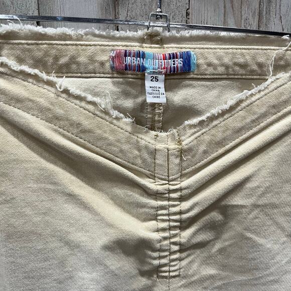 New Urban Outfitters Pants Women's Size 25 Flare Leg Ruched V-Front Pants Ivory - Picture 2 of 7